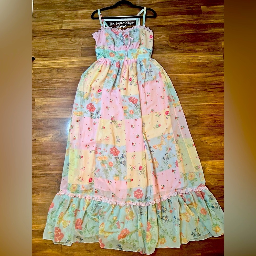 Dolls Kill Pastel Patchwork Maxi Dress - Picture 1 of 7